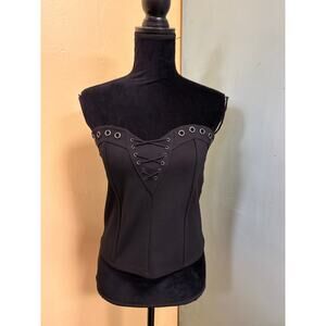 Harley Davidson Bustier Corset Tube Top Black with Grommets Women's size M
